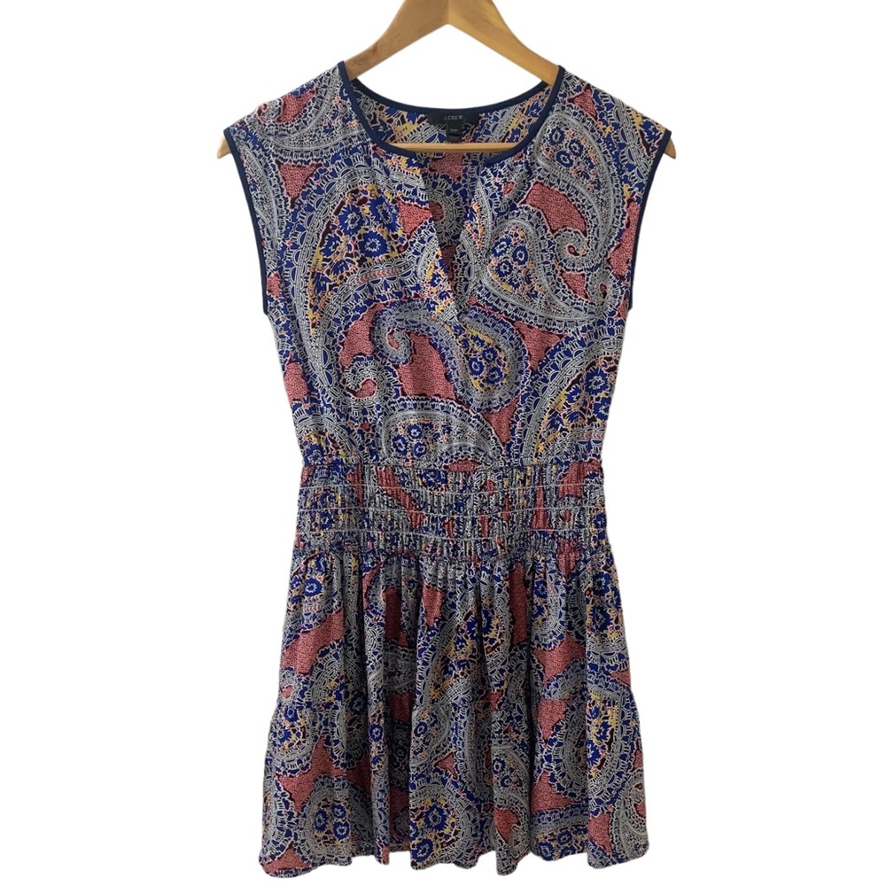 J. Crew Women's Petite 00P Silk Paisley Mini Dress - Picture 2 of 15